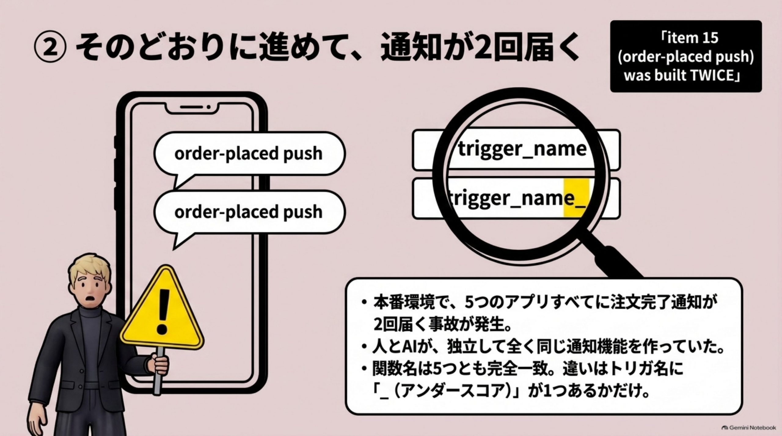 そのとおりに進めて、通知が2回届く