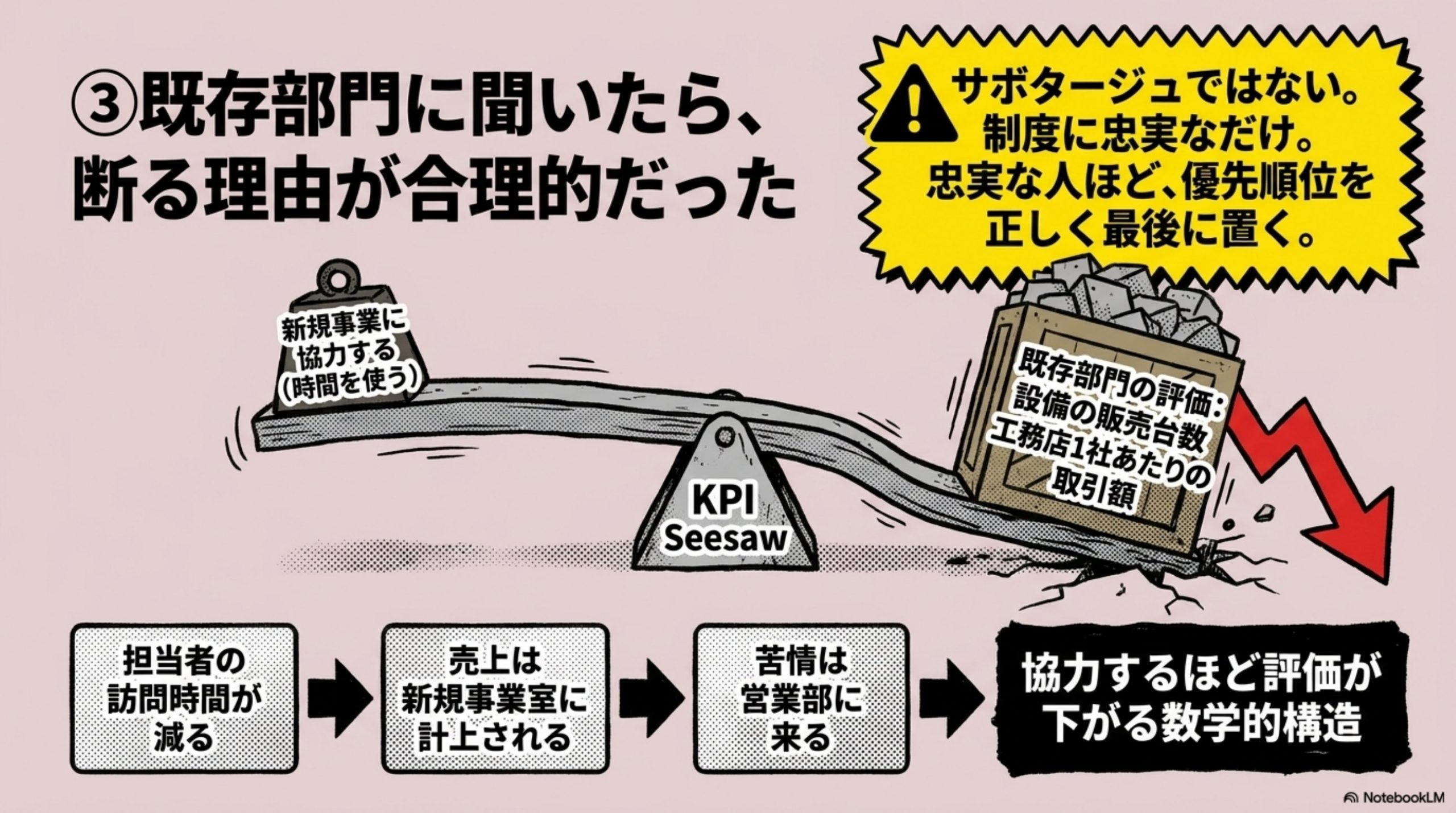 既存部門に聞いたら、断る理由が合理的だった