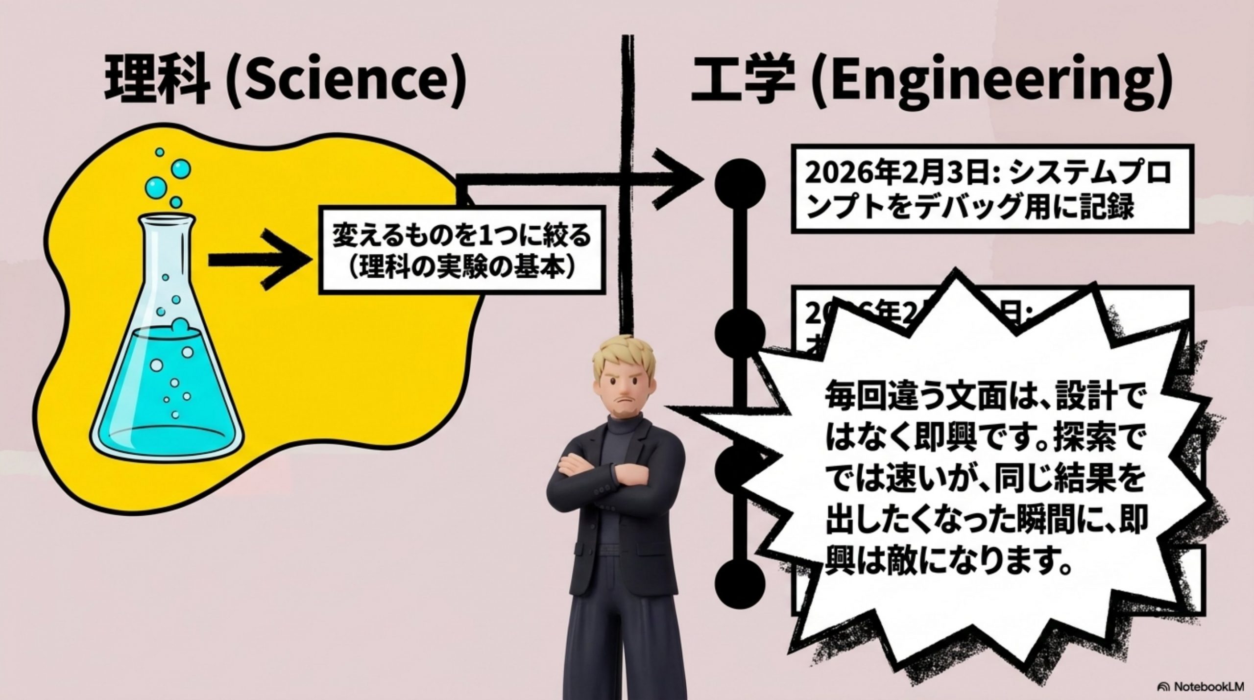 あとで知った — これはプロンプトの話ではなく、実験の話だった