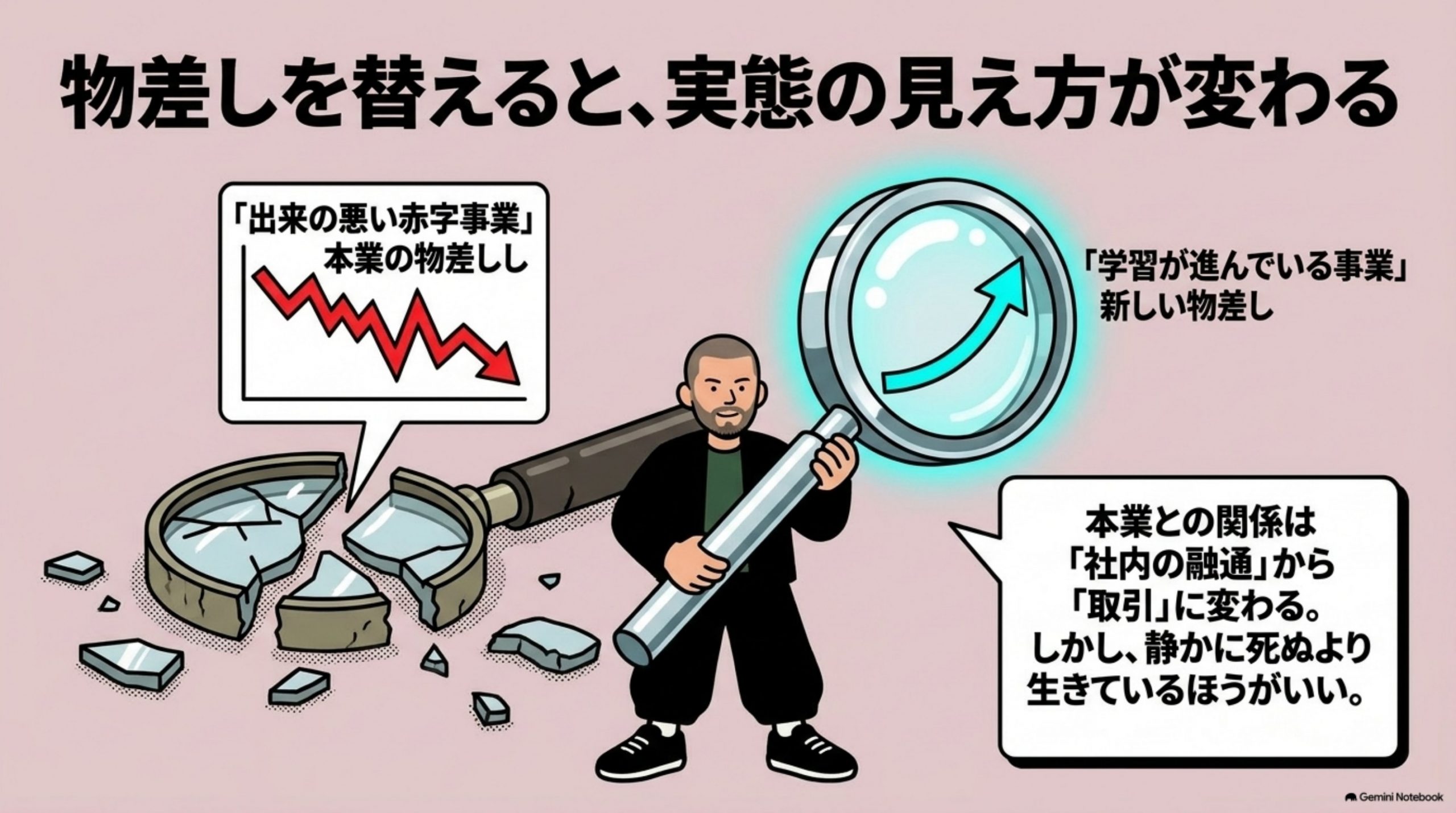 「何が変わったか」を図解したスライド｜数字の見え方が変わりました