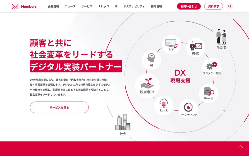 メンバーズ公式サイトのファーストビュー